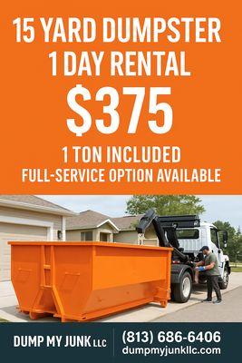 Same-day or next-day drop off available!
813-694-3206 Call now or message us to book - Limited availability!