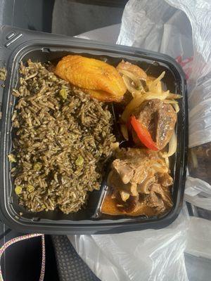 Turkey, diri djon djon and plantain