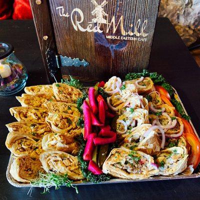 Beef and chicken shawarma sandwiches. Take out, delivery, and yes we also cater !