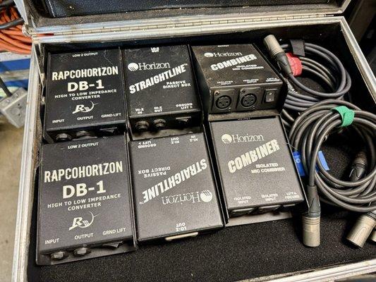 DI boxes for things like keyboards