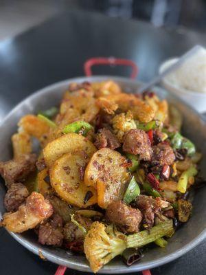 Dry pot Spareribs and Prawns