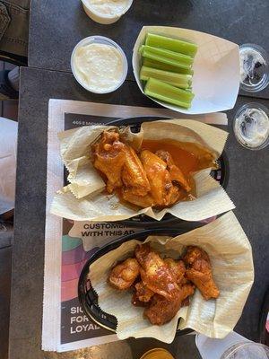 Mild and wise guy wings w celery and blue cheese