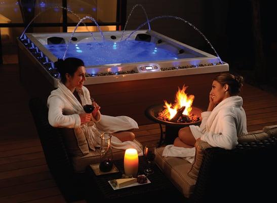 Fireside chat and Hot Tub time for the Ladies!