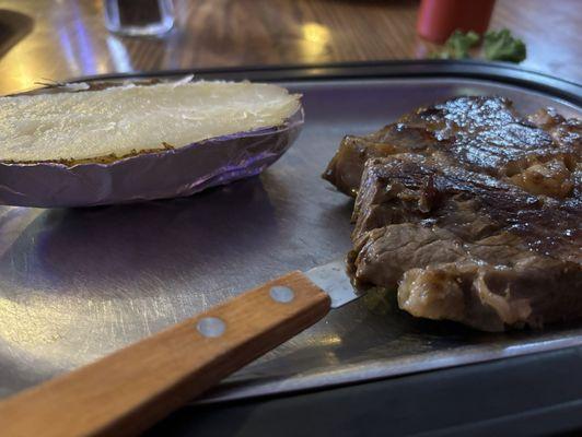 The steak. It was very tender just needed some seasoning