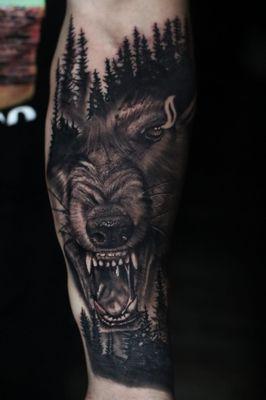 Wolf tattoo done by LO