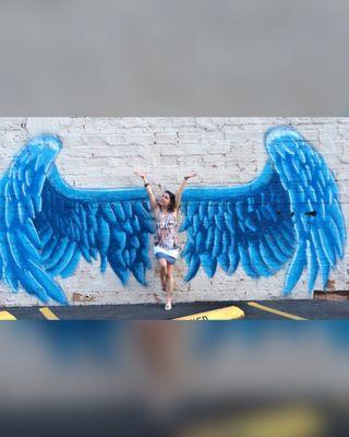 There are 7, 7!!! Ways to check into the City of Abilene. Wow. Anyhow these angel wings are located downtown.
