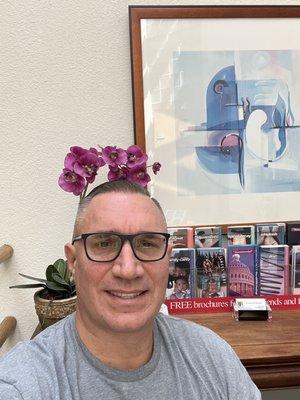 At Dr Camp office. My back is happy!