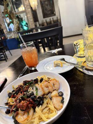 Shrimp and Scallop pasta, good, light with a very Mediterranean taste.