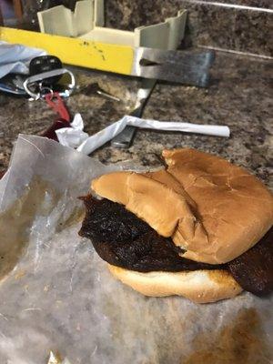 Burnt bbq sandwich