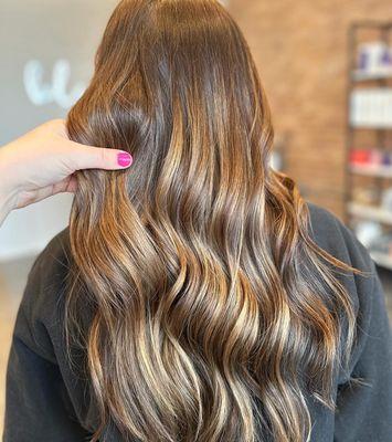 Highlights and toner to break up past darker toner to achieve most natural grow out