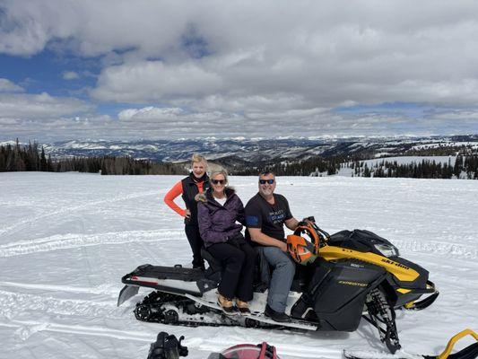 On top of the world with the best snowmobile guide out there. Thank you Warren, from your Louisiana friends!!