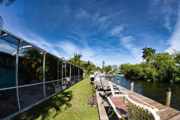 Boat Dockage behind each room.