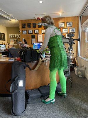 Media Center ferry. Helps at the front desk.
