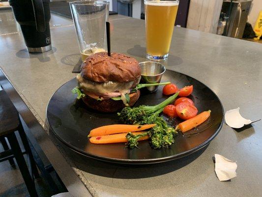 Architects burger with veggies option