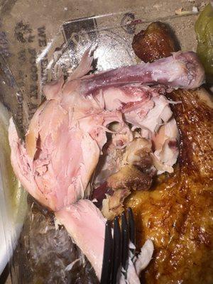 Chicken It was a little too pink it had a funny taste as well