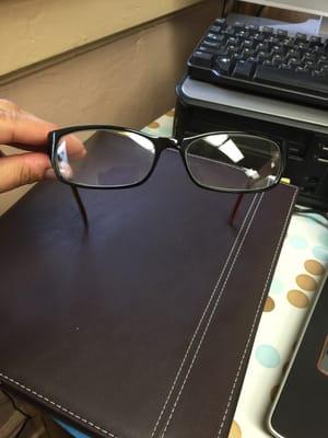 My MacQueen Glasses with trifocals lenses. Love them!