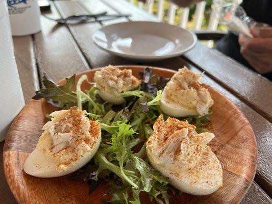 Crabby deviled eggs