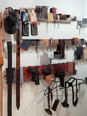 Custom made belts, wallets, gun holders, phone cases, hand tooled