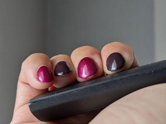 Less than one week (4 days to be exact) from my shellac nail appointment and one of nails is already chipped/worn down. Very disappointed!