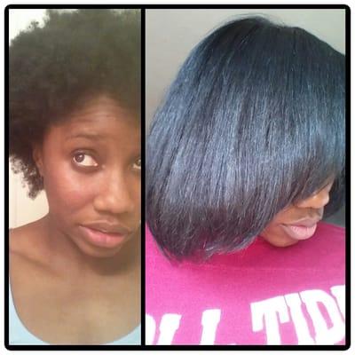 From the fro to silky straight!! No grease!! Flows! it!