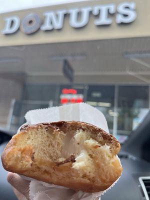 Chocolate bar filled with custard