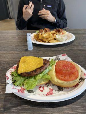 Beyond burger with cheddar cheese