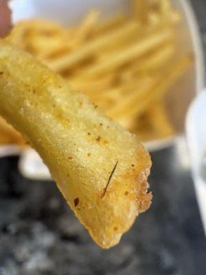 This is a hair in our food. And worked acted like they wouldn't give me ketchup...40 mins for tenders and fries smh !!