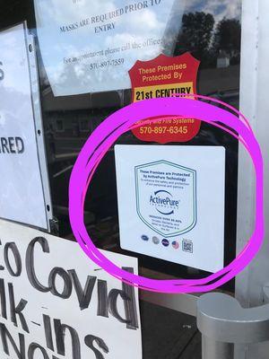 Machine in his office knocks out germs in the air/surfaces.