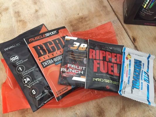 Free goodie bag full of sample products (with purchase) for first time customers.