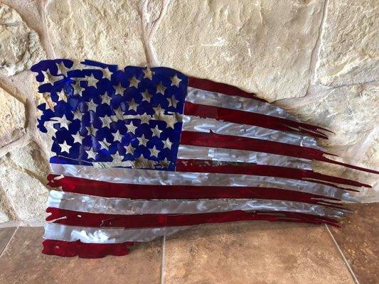 Metal tattered flag