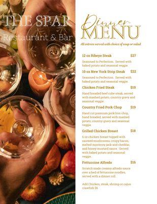 Dinner Menu - 4- 8pm Daily