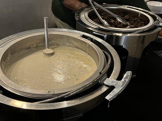 Alfredo sauce and mushrooms