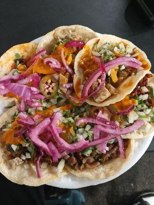 Buche & Sudero! Fresh hand made tortillas! Delicious red spicy salsa! Highly recommend!