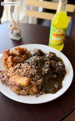 Oxtails, rice, plantains, and yams! You see this plate? Best food over east!
