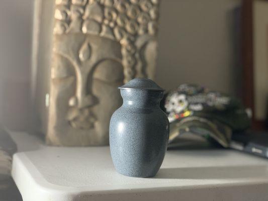 This is the beautiful urn my sweet Maltese came back home in, after her private cremation
