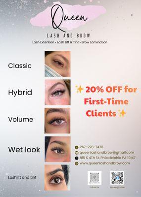 New client special
20% off all lash services for your first appointment
Come see why everyone is obsessed.