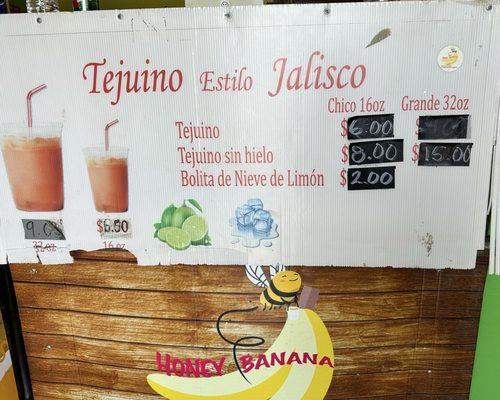 Tejuino menu