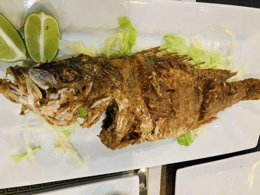 Whole fried snapper