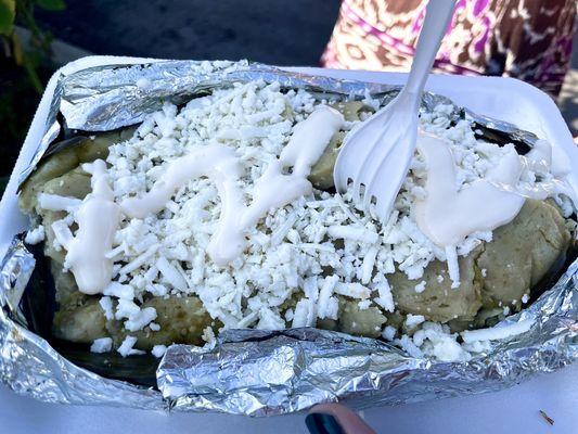 A super large tamale! This was at least 3-4 servings for $12.00.