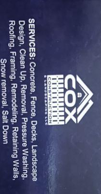 Cox Construction and Landscaping