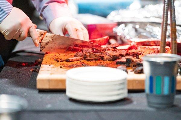 Tasty Strip Steaks preparing to be served at the Stockyards Beef Festival in Denver, Colorado!