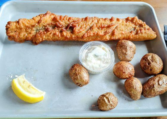 Fried walleye, roasted potatoes