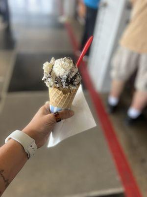 Oreo ice cream waffle cone