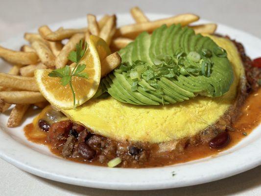 Chili n cheese omelette. So delicious.