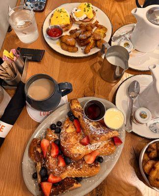 Brioche French Toast & Eggs Benedict Plate