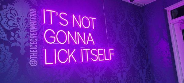 Great signage! (We say this about our dogs licking their paws)