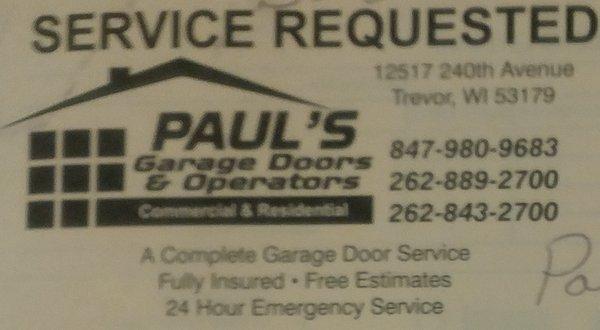 Paul's Garage Doors & Operators