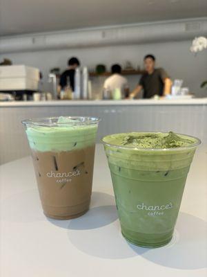 Double Pandan Coffee, Double Matcha