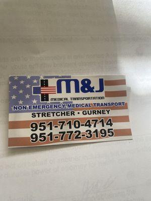 M & J's business card and I