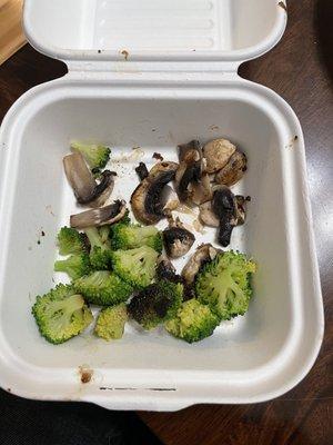 Side of mushrooms and broccoli